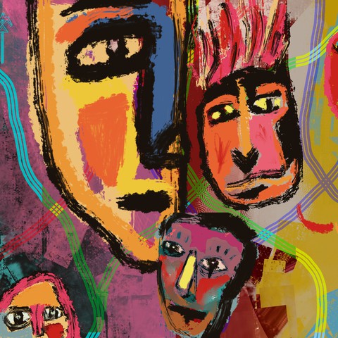 Ancestral Faces — digital artwork by Tom Myer