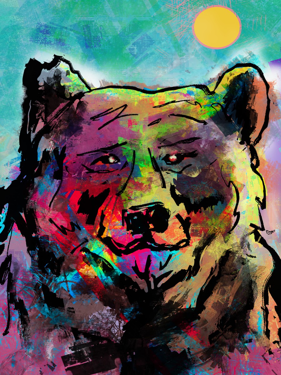 Brother Bear Fights Too Much — digital artwork by Tom Myer