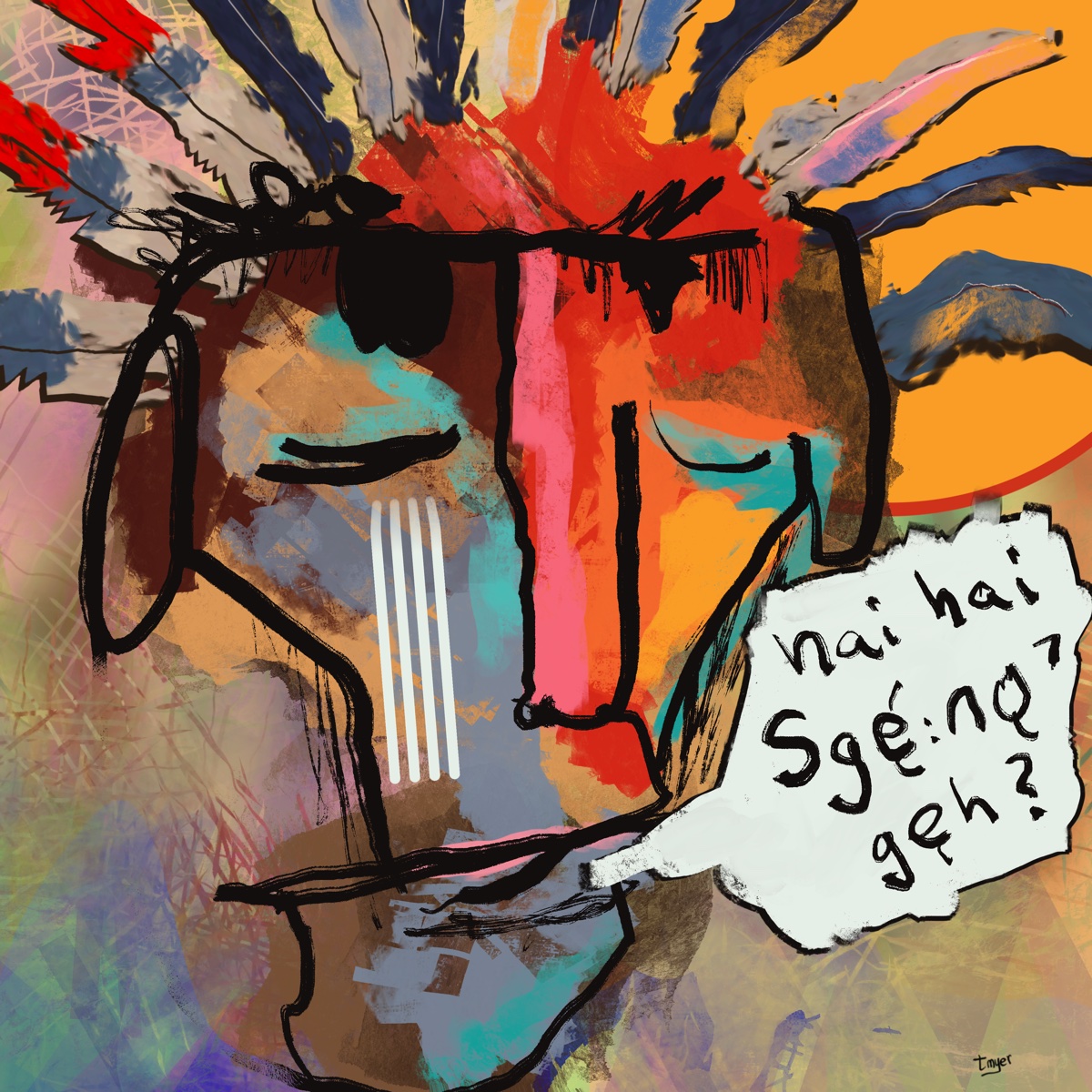 Hello, How Are You? — Cayuga Language Series, digital artwork by Tom Myer