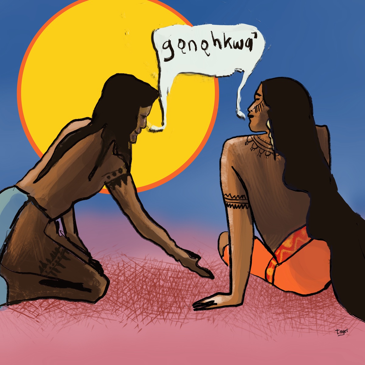 I Love You — Cayuga Language Series, digital artwork by Tom Myer