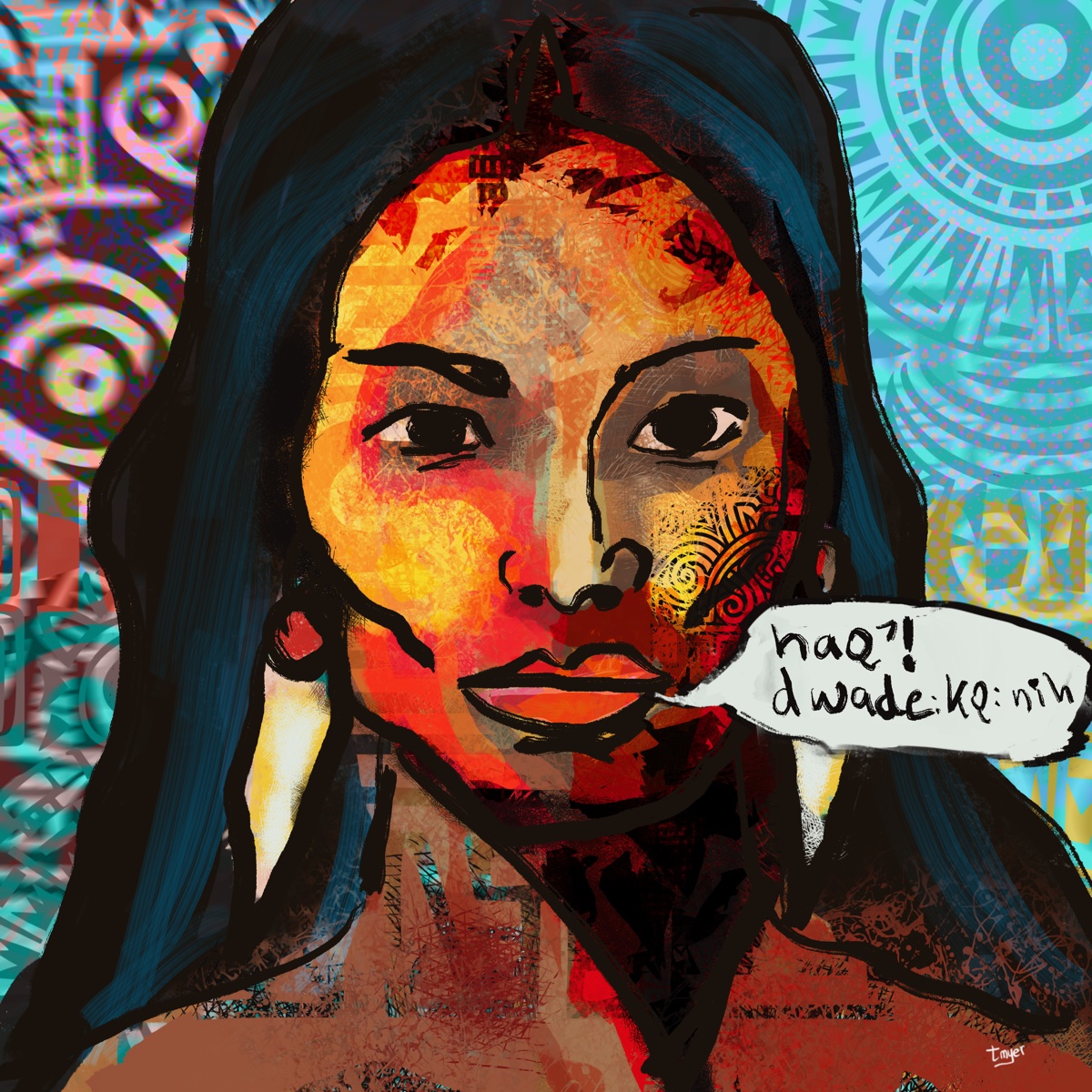 Let's Eat — Cayuga Language Series, digital artwork by Tom Myer
