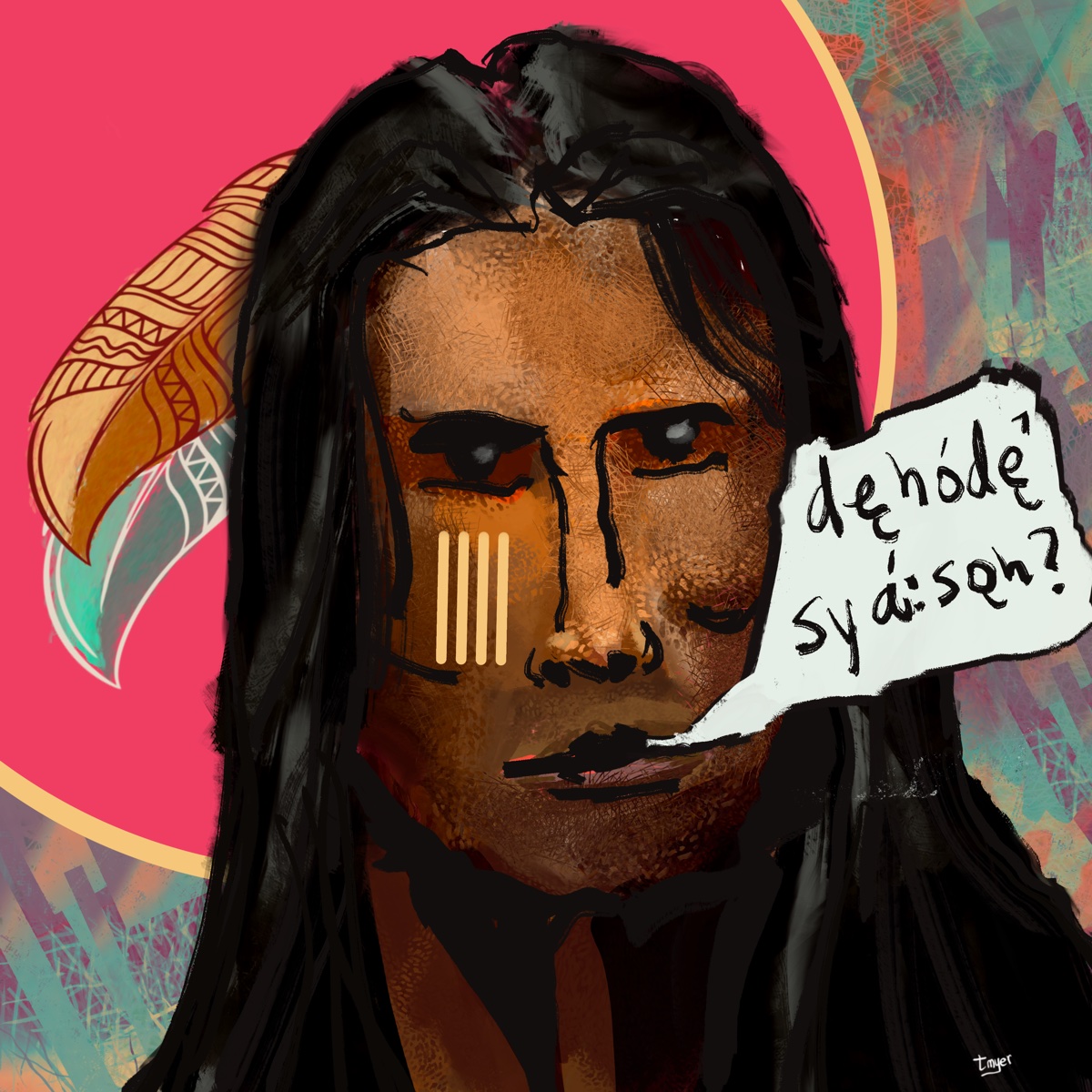What Is Your Name? — Cayuga Language Series, digital artwork by Tom Myer