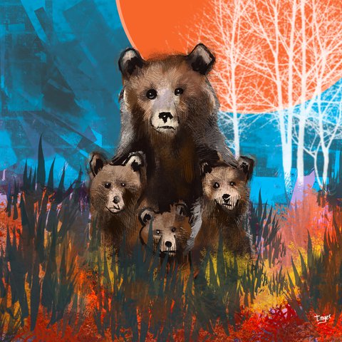 Curious Cubs — digital artwork by Tom Myer