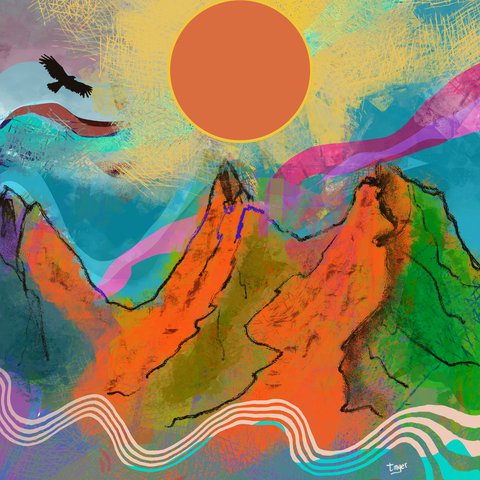 Dawn River Valley — digital artwork by Tom Myer