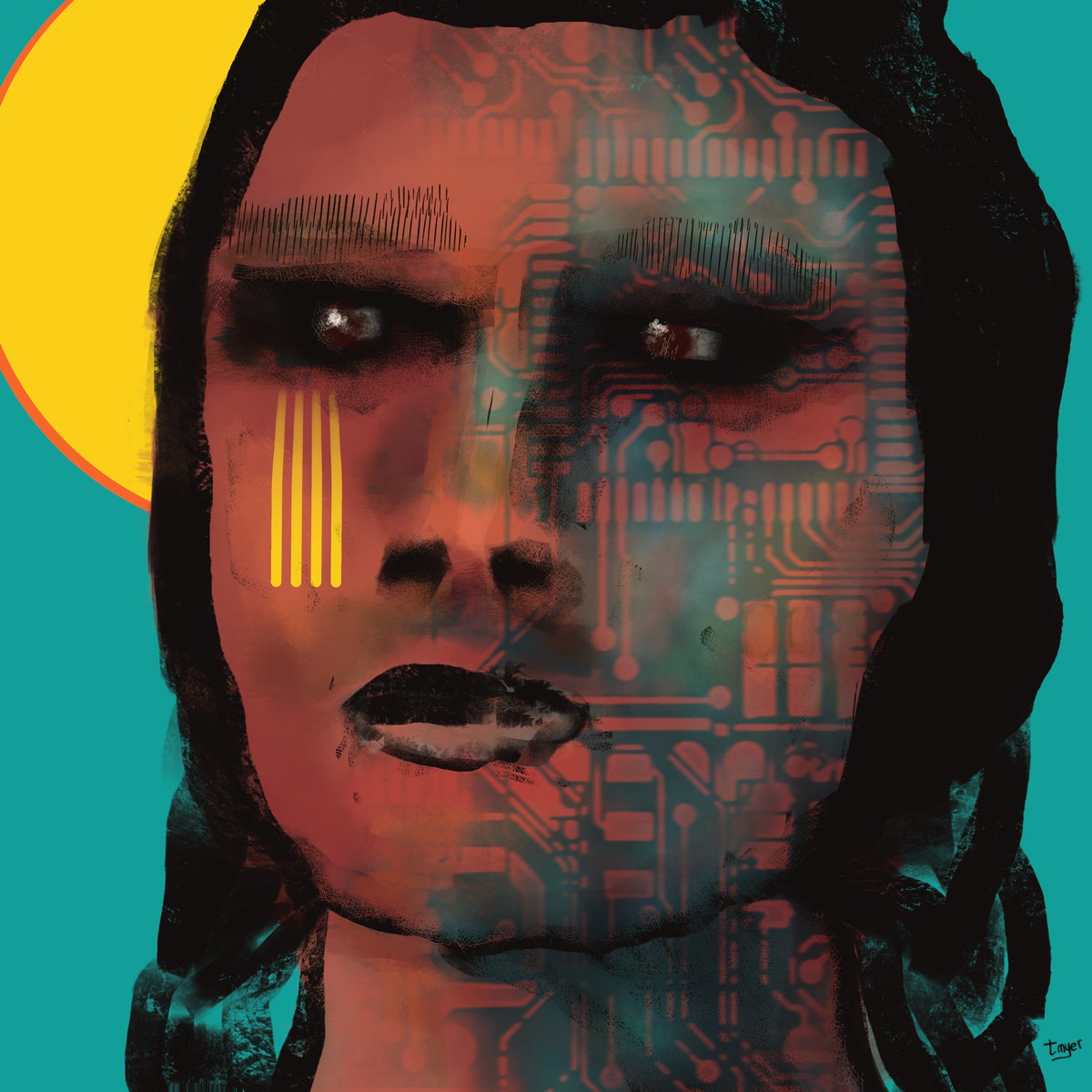 Futurism: Silicon Tattoos — digital artwork by Tom Myer