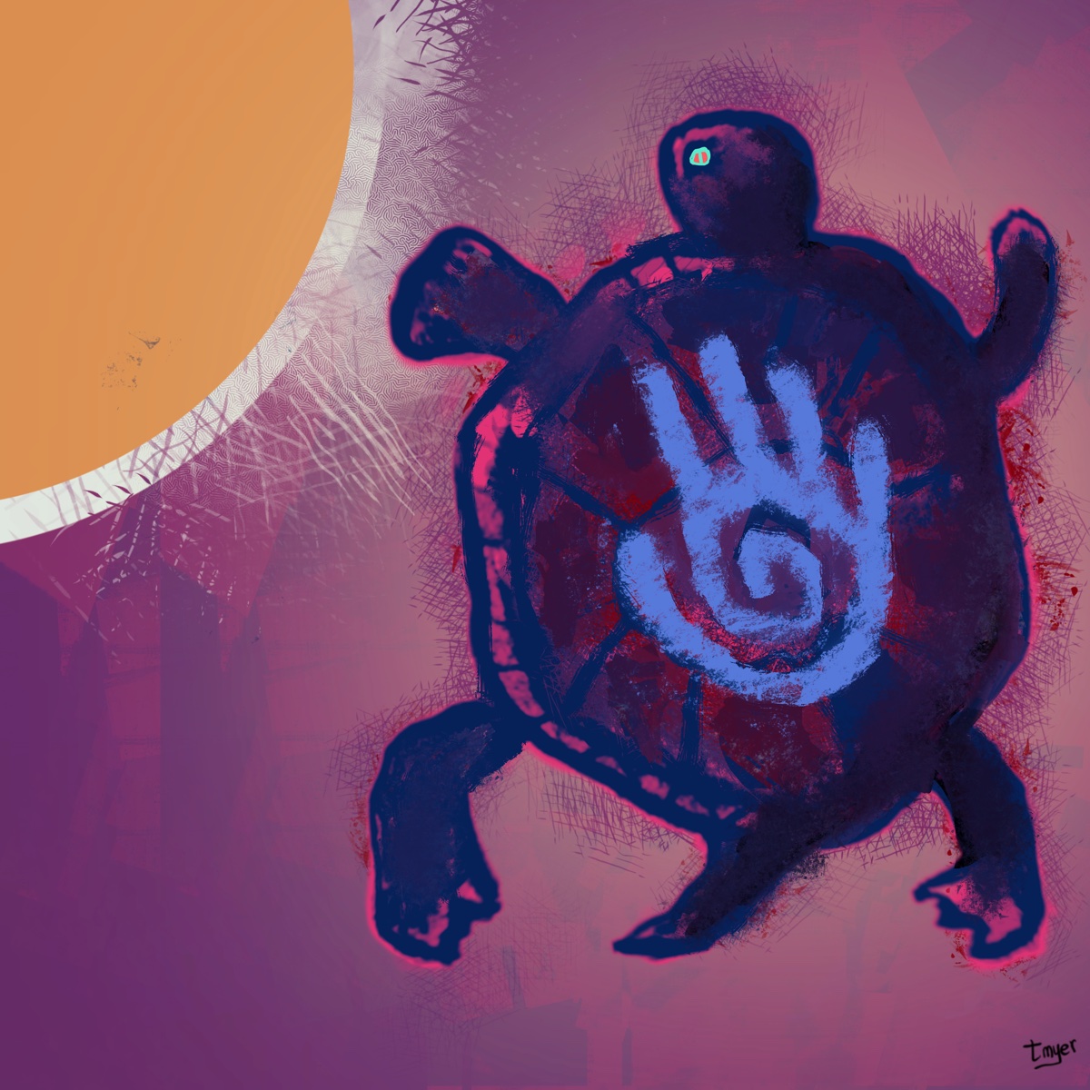 Petroglyph Turtle — digital artwork by Tom Myer