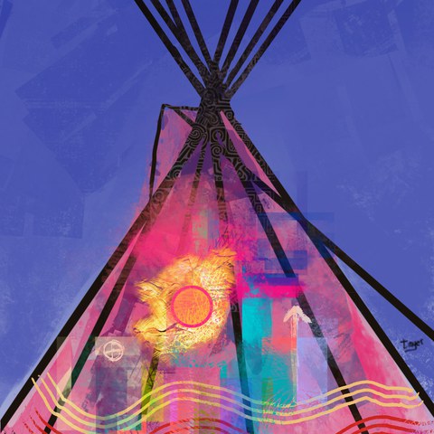 Sacred Lodge — digital artwork by Tom Myer