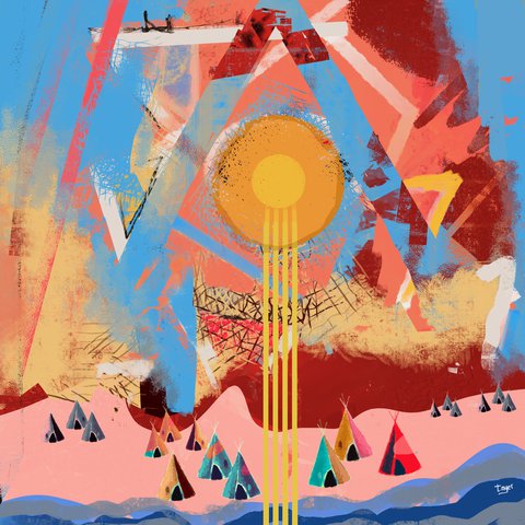 Sun Over Tipis — digital artwork by Tom Myer