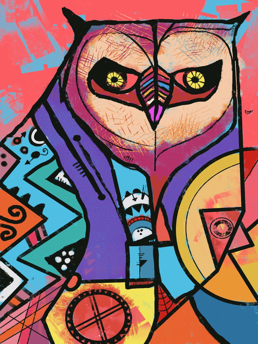 Superb Owl — digital artwork by Tom Myer