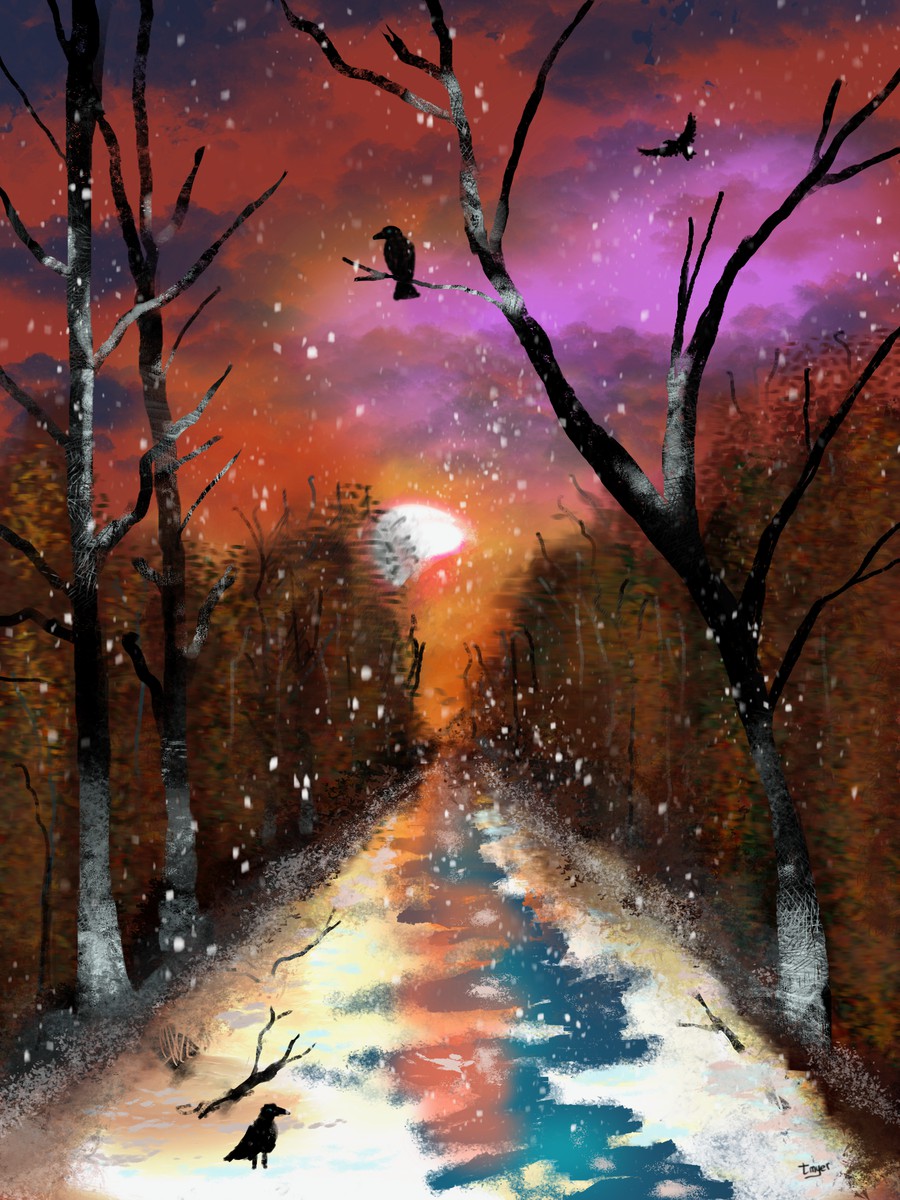 3 Crows in Winter — digital artwork by Tom Myer