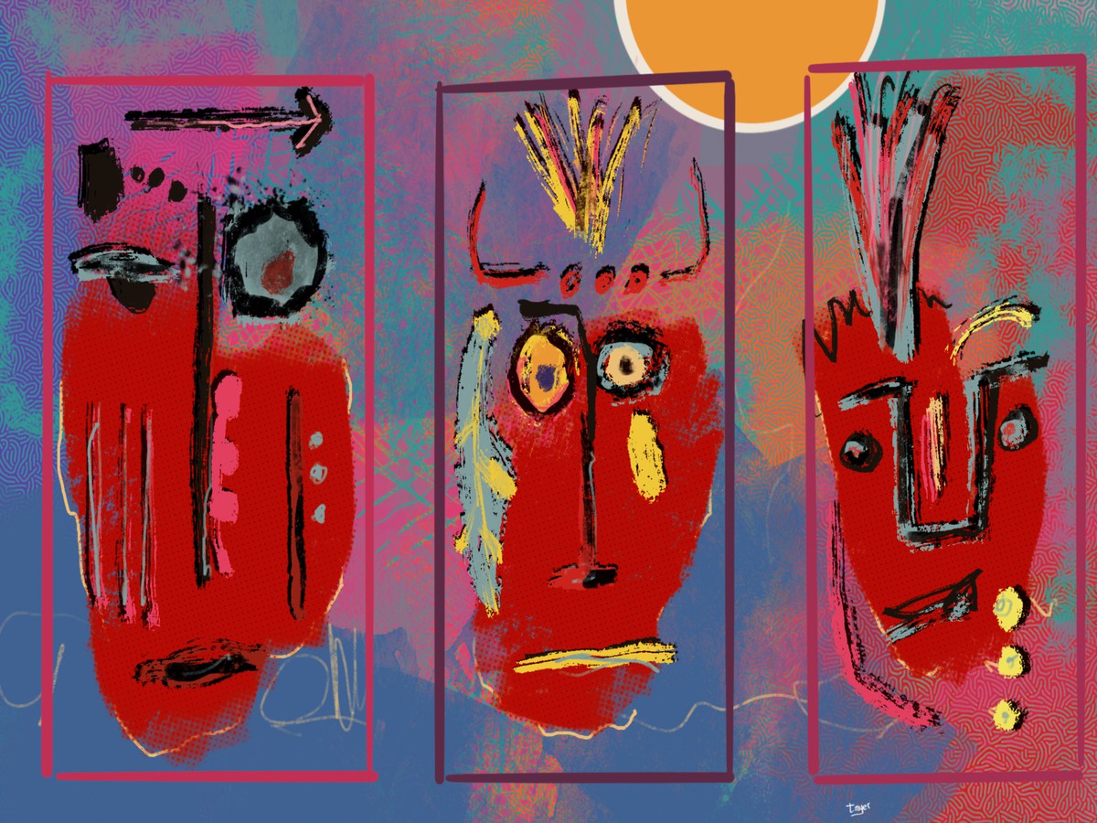 Three Sachems — digital artwork by Tom Myer