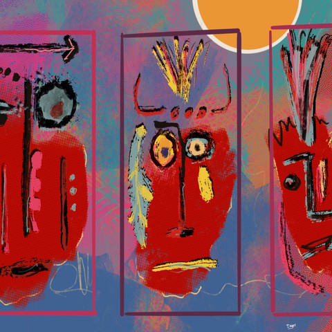 Three Sachems — digital artwork by Tom Myer