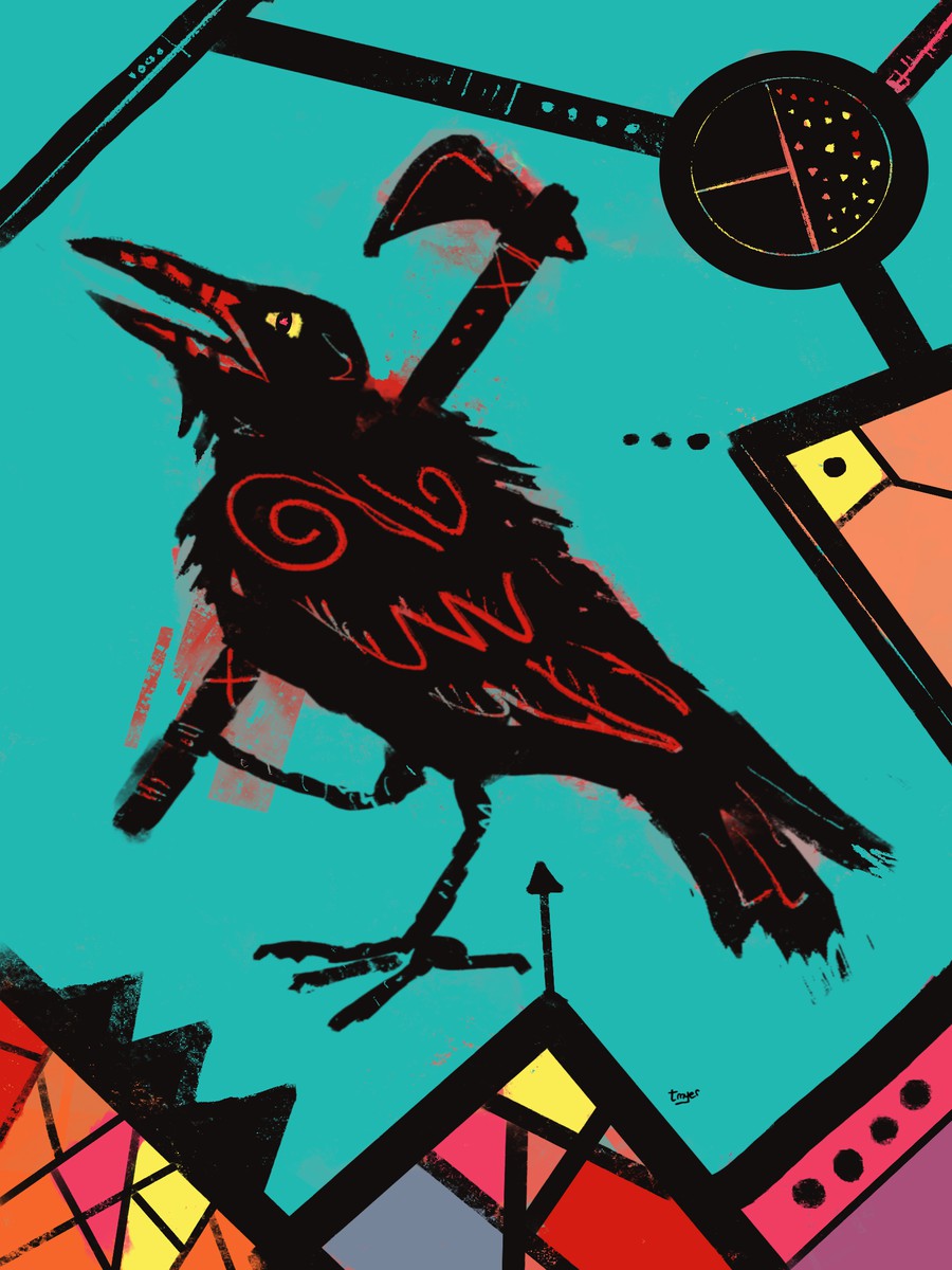 Tomahawk Crow — digital artwork by Tom Myer