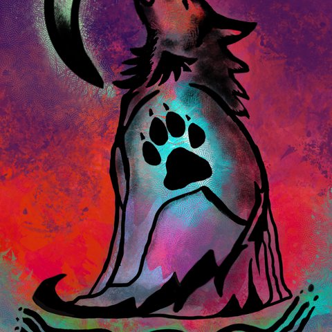 Wolf Singing — digital artwork by Tom Myer